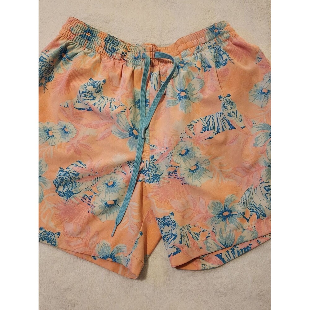 Chubbies Blue Orange Neon Floral Swim Trunks Size M